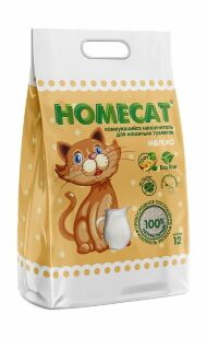 Homecat - наполнитель комкующийся наполнитель для кошачьих туалетов с ароматом молока 5.1 (12л)