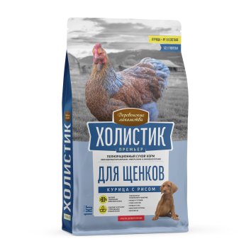 Деревенские Лакомства Холистик - Премьер - Сухой корм для щенков, Курица с рисом