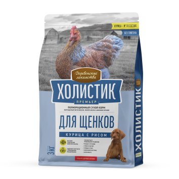 Деревенские Лакомства Холистик - Премьер - Сухой корм для щенков, Курица с рисом