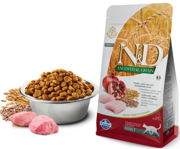 Farmina Ancestral Grain - Корм для взрослых кошек, Курица с Гранатом и Спельтой, низкозерновой