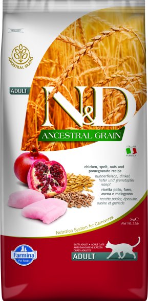 Farmina Ancestral Grain - Корм для взрослых кошек, Курица с Гранатом и Спельтой, низкозерновой