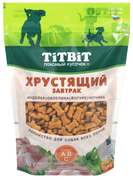 TiTBiT - Лакомства для собак всех пород, завтрак хрустящий с индейкой