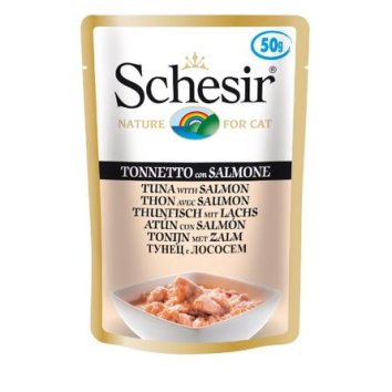 Schesir - Паучи для взрослых кошек с тунцом и лососем 50 гр