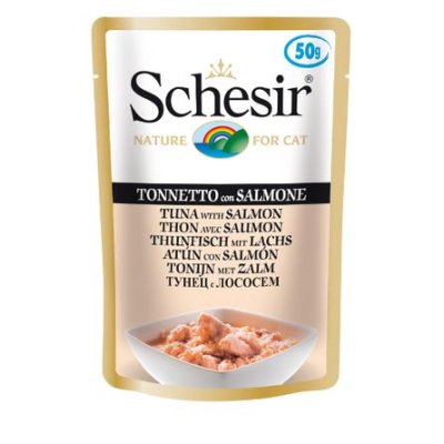 Schesir - Паучи для взрослых кошек с тунцом и лососем 50 гр
