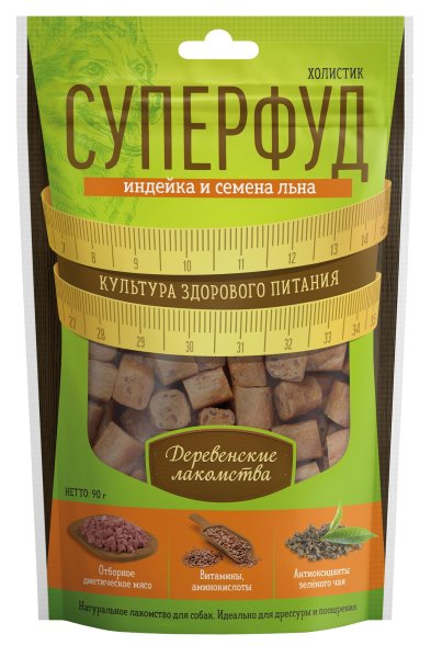 Деревенские Лакомства - СУПЕРФУД - Индейка и семена льна 90гр