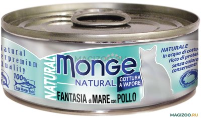 Monge Cat Natural - Консервы для кошек, с морепродуктами и курицей, 80г