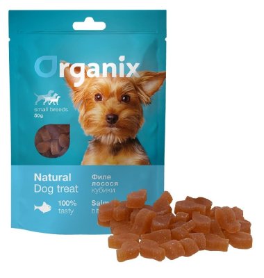 Organix - Лакомство для собак малых пород "Кубики из лосося" 50гр Organix - Лакомство для собак малых пород