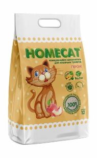 Homecat - наполнитель комкующийся наполнитель для кошачьих туалетов с ароматом персика 5.1 (12л)