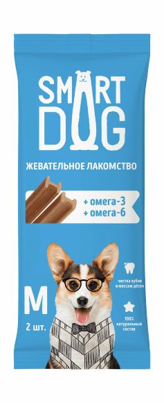 46713.580 Smart Dog - Lakomstva jevatelnoe lakomstvo s omega-3 i 6 dlya sobak i shenkov kypit v zoomagazine «PetXP» Smart Dog - Лакомства жевательное лакомство с омега-3 и 6 для собак и щенков