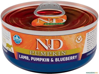 Farmina N&D Pumpkin - Консервы для кошек, Ягненок и Черника с Тыквой 70 гр