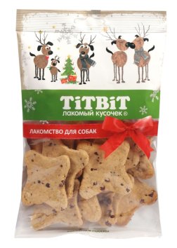 TiTBiT - Лакомства для собак, бисквиты, новогодняя коллекция, 110гр