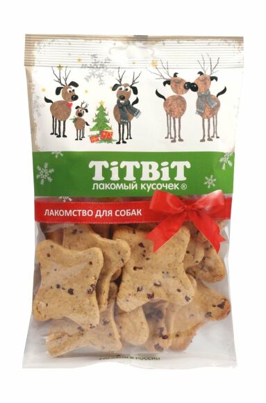 TiTBiT - Лакомства для собак, бисквиты, новогодняя коллекция, 110гр