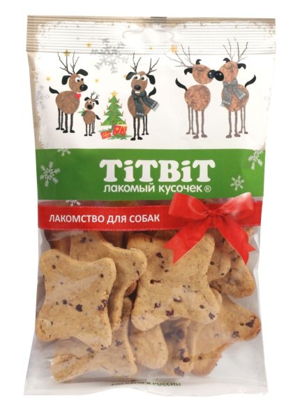 TiTBiT - Лакомства для собак, бисквиты, новогодняя коллекция, 110гр