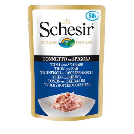 Schesir - Паучи для взрослых кошек с тунцом и морским окунем 50 гр