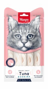 Wanpy Cat - Лакомство для кошек «нежное пюре» из тунца и креветок 70 г