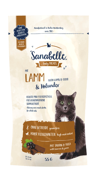 Sanabelle Snack - Лакомство для кошек с ягнёнком и бузиной 55гр