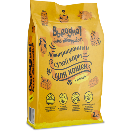 Выгодно - Сухой полнорационный корм для кошек, курица