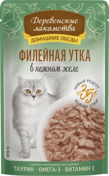 Деревенские Лакомства - Консервы для кошек, Филейная Утка в нежном желе, 70 гр
