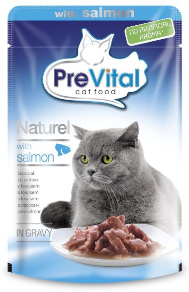 PreVital - Паучи для Кошек с лососем 100гр*24 шт