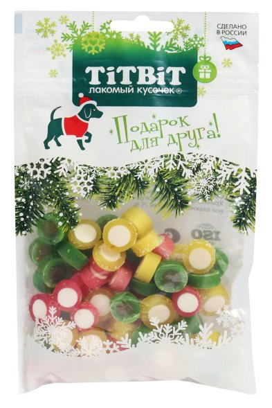 TiTBiT - Лакомства для собак, дольки мармеладные, новогодняя коллекция, ассорти 100гр