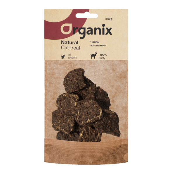 Organix - Лакомство для кошек Чипсы из оленины 50гр