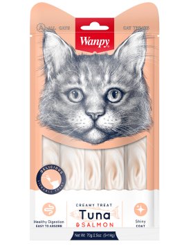 Wanpy Cat - Лакомство для кошек «нежное пюре» из тунца и лосося 70 г