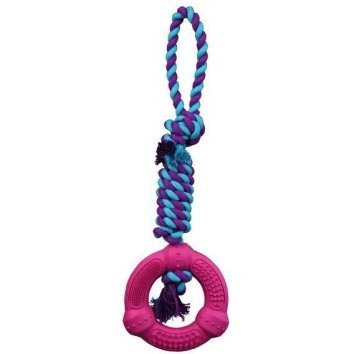 Trixie - Игрушка Denta Fun кольцо на веревке, 12 см/41 см, натуральная резина, хлопок