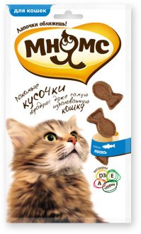 Мнямс - Лакомые кусочки для кошек в форме рыбок со вкусом лосося 35 г