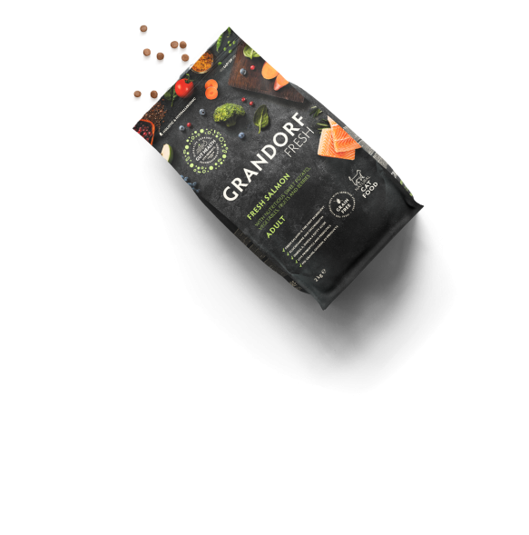 Grandorf Fresh Cat Salmon - Сухой корм для взрослых кошек, для здоровья кожи и шерсти или склонных к аллергии, с лососем и бататом