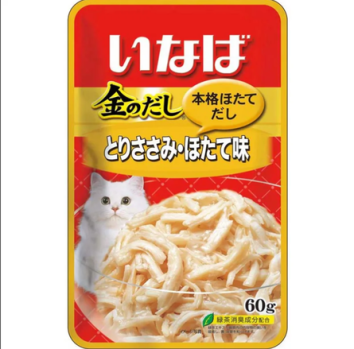 Inaba - Пауч для кошек, куриное филе со вкусом морского гребешка в желе, 60гр