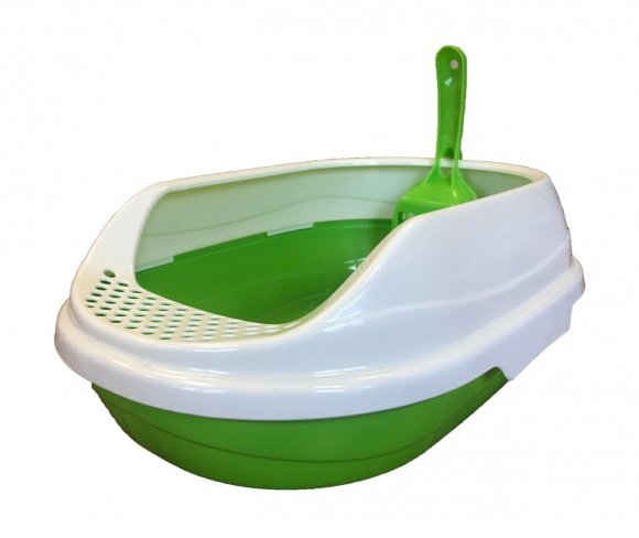 Homecat - Туалет зелёный малый овальный в комплекте с совком, 43х31х16 см