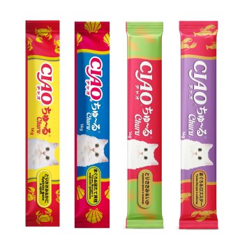 Inaba Ciao Churu BIG - Ассорти лакомств - пюре для кошек, с морепродуктами, 14гр х 20 шт