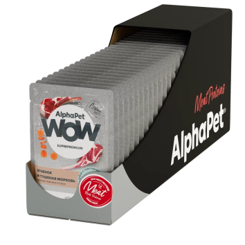 AlphaPet Wow СуперПремиум - Пауч для собак с чувствительным пищеварением, нежные ломтики ягненка и тушеная морковь, в соусе, 85гр