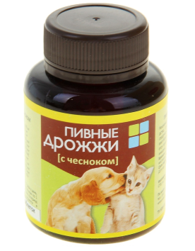 Вака - Пивные дрожжи для собак и кошек, с чесноком, 80 таб.
