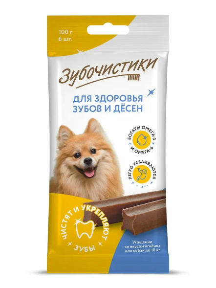 Деревенские Лакомства - Зубочистики, палочки жевательные для собак мелких пород со вкусом ягненка, 100 г