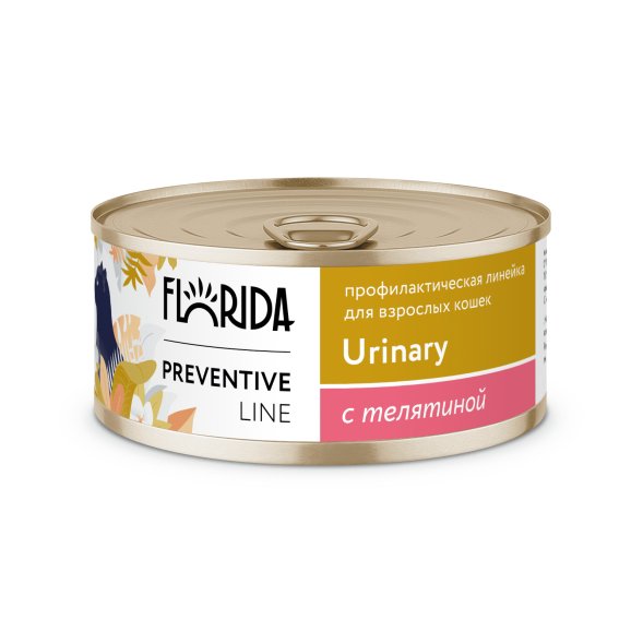 Florida Preventive Line Urinary - Консервы для кошек, &amp;quot;Профилактика образования мочевых камней&amp;quot;, с Телятиной, 100 гр
