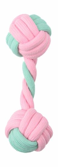 Mr.Kranch Игрушка - для собак Гантель из каната 14*5 см розовая с голубым