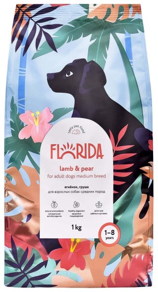 Florida - Сухой корм для взрослых собак средних пород с ягненком и грушей