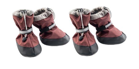 Yami-Yami - Утеплённые ботинки для собак, бордовые со светоотражающей полосой