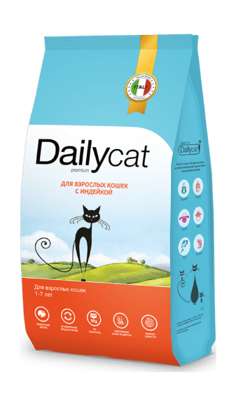 DailyCat - Сухой корм для взрослых кошек, с индейкой