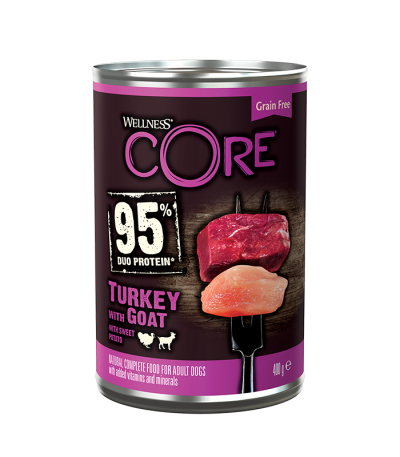 Core 95 - Консервы для собак из индейки с козлятиной и сладким картофелем 400 гр