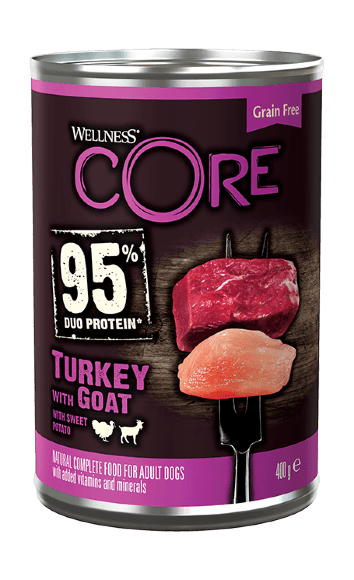 Wellness Core 95 - Консервы для собак из индейки с козлятиной и сладким картофелем 400 гр
