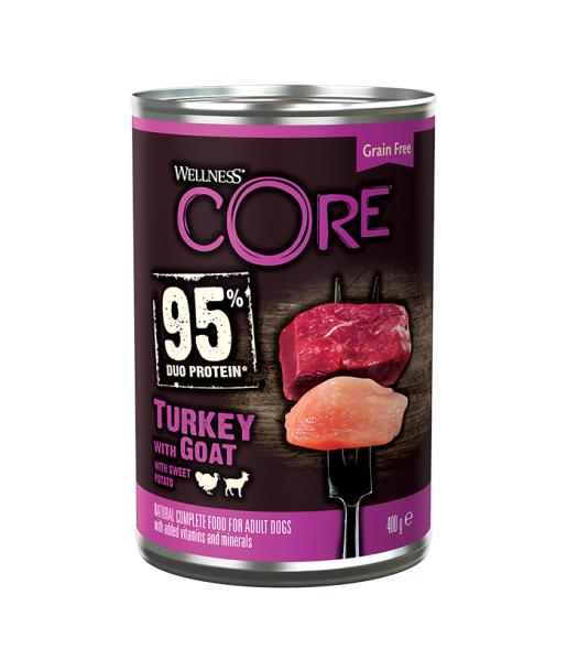 Core 95 - Консервы для собак из индейки с козлятиной и сладким картофелем 400 гр