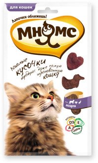 Мнямс - Лакомые кусочки для кошек мясное ассорти, курица, ягненок, утка 35 г