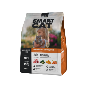 Smart Cat - Сухой корм для котят, с Индейкой и Овощами