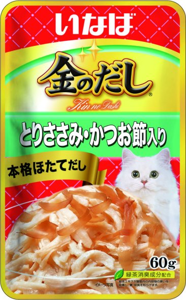 Inaba Kinnodashi - Паучи для кошек, куриное филе, кацуобуси в желе, 60гр