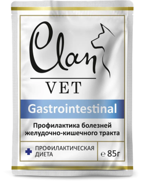 Clan Vet Gastrointestinal - Паучи для собак, кусочки в соусе, профилактика болезней желудочно - кишечного тракта, 85 гр
