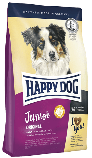 Happy Dog - Сухой корм для юниоров средних и крупных пород, с Птицей, Ягненком и Рыбой