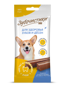 Деревенские Лакомства - Зубочистики, палочки жевательные для собак средних пород со вкусом говядины, 100 г