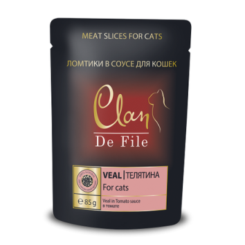 Clan De File - Паучи для кошек с телятиной в томатном соусе 85гр